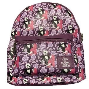 Bioworld Disney Nightmare Before Christmas Mini Purse Backpack Jack Sally Purple